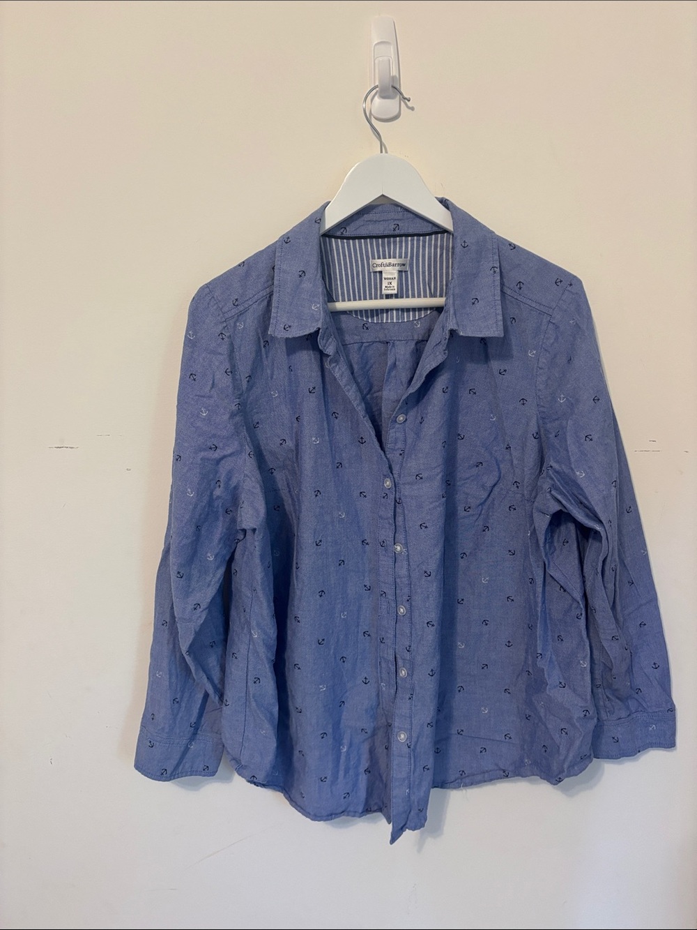 croft & barrow Light Blue Button-Down Shirt with Tiny Anchor Print